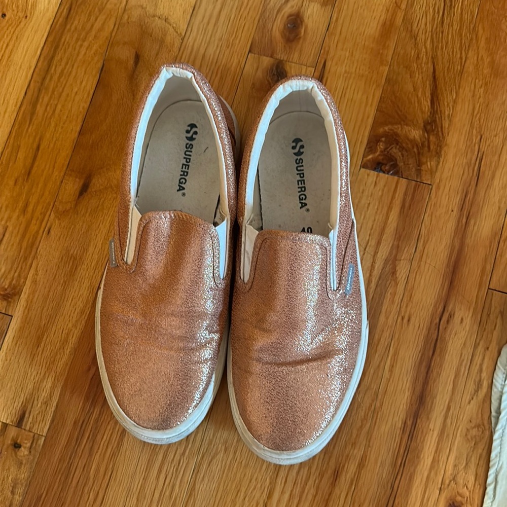 Superga rose gold slide slip on sneakers